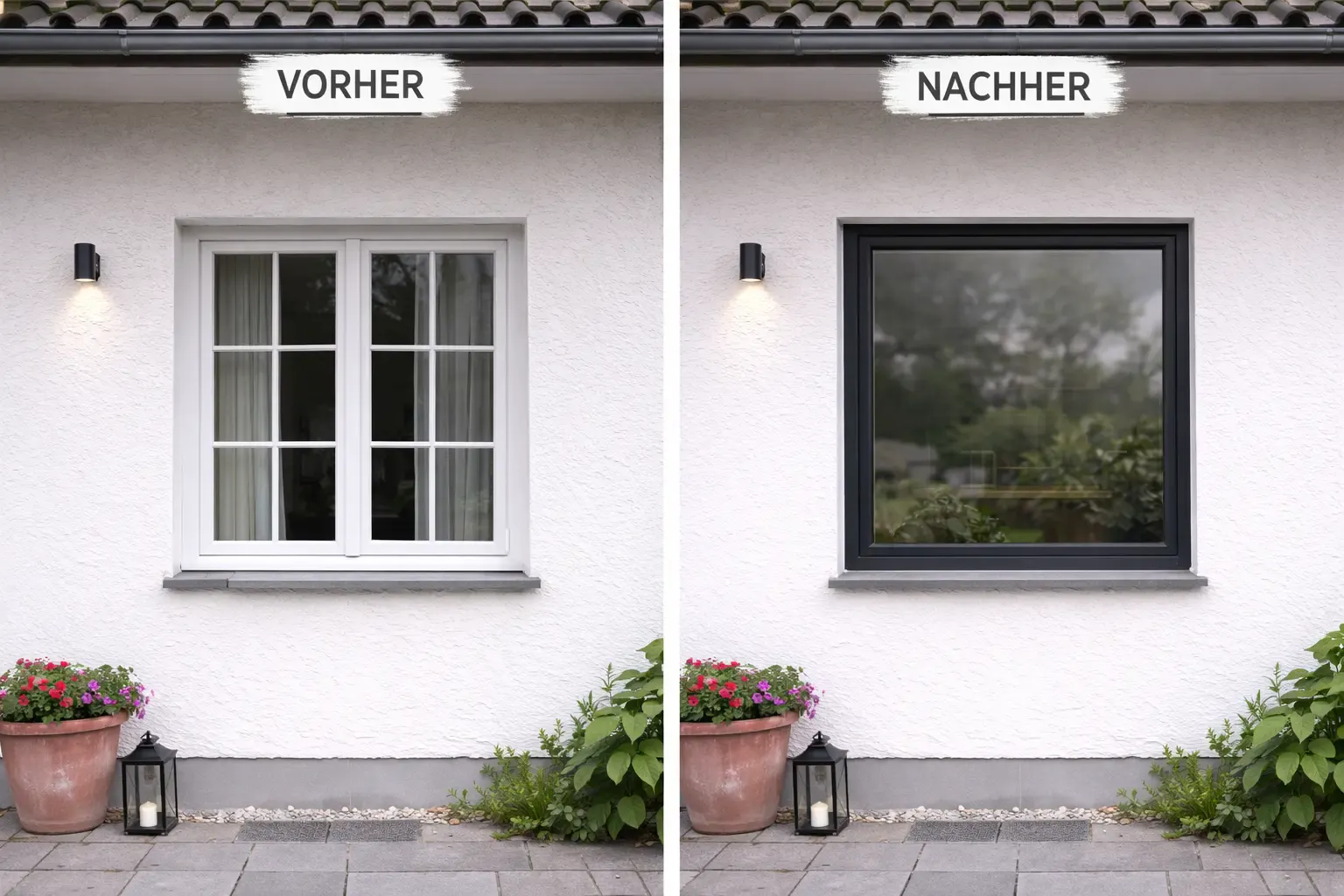 Fenster vor und nach einem Austausch
